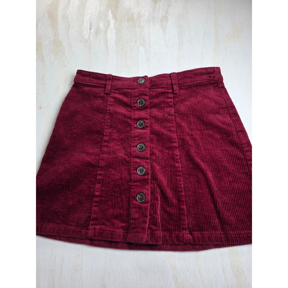 Forever 21 Burgundy Corduroy Button Front Mini Skirt Y2K Boho Small